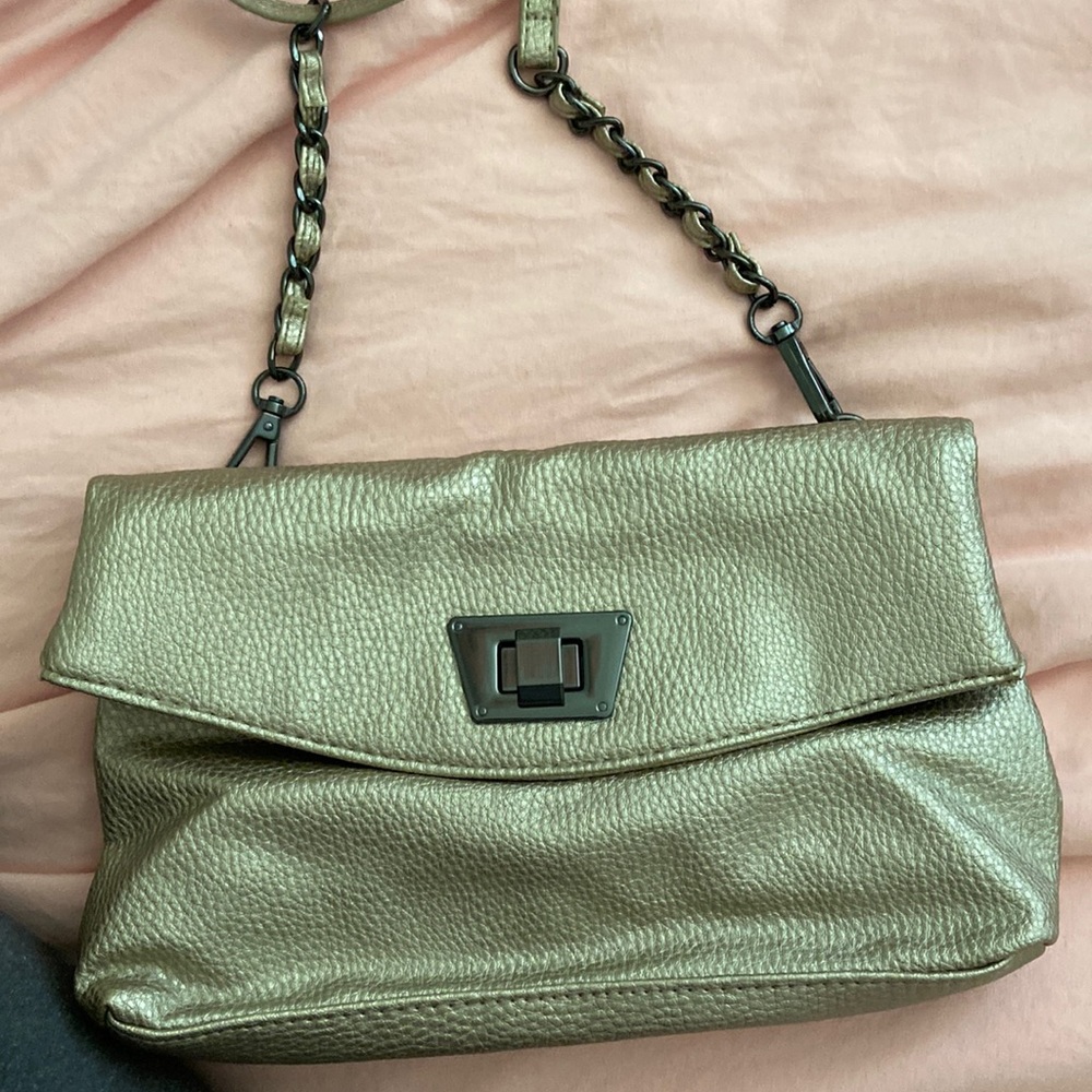 Jessica Simpson gold shimmery evening bag